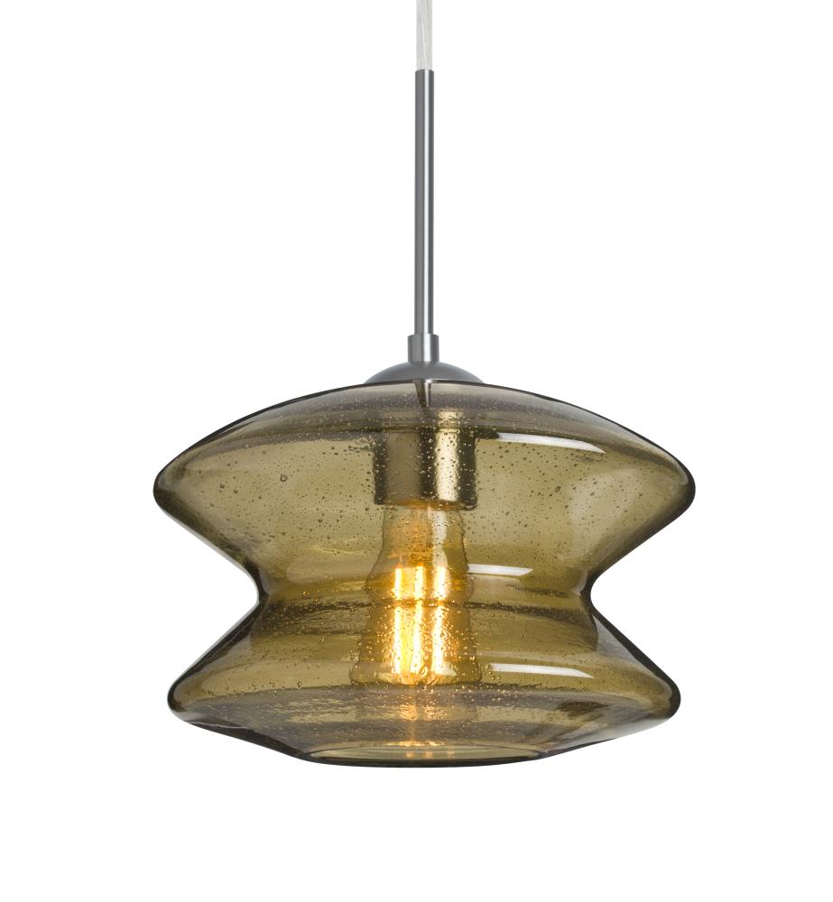 Besa, Zen Cord Pendant For Multiport Canopy, Latte Bubble, Satin Nickel Finish, 1x8W