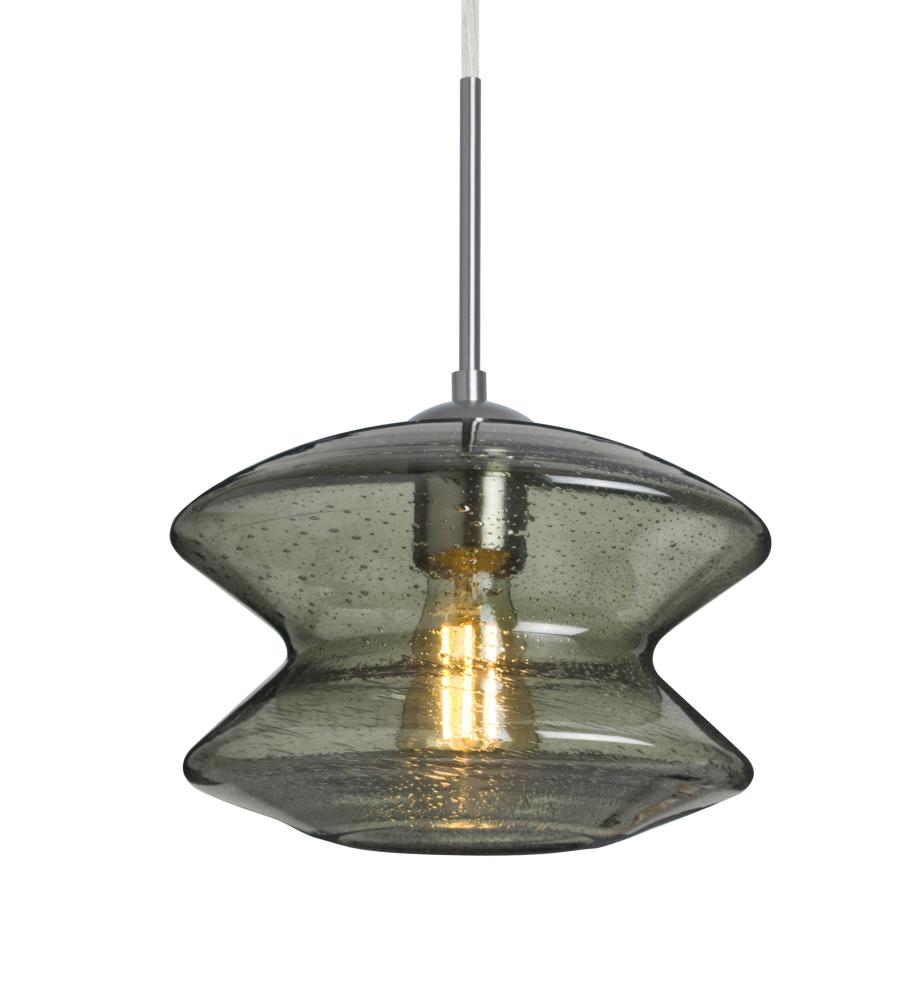 Besa, Zen Cord Pendant For Multiport Canopy, Moss Bubble, Satin Nickel Finish, 1x8W L