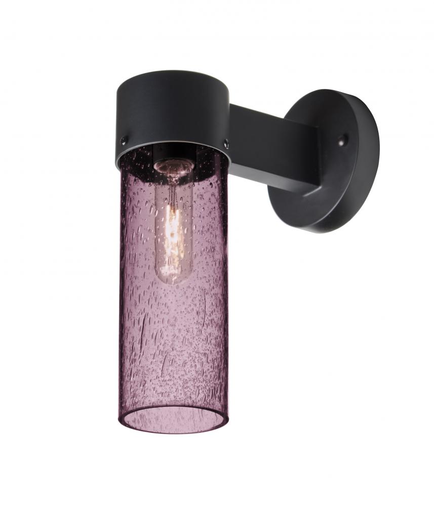 Besa, Juni 10 Outdoor Sconce, Plum Bubble, Black Finish, 1x60W Medium Base