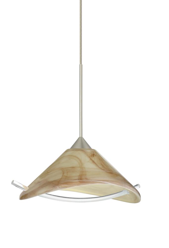 Besa Pendant For Multport Canopy Hoppi Satin Nickel Mocha/Clear 1x3W LED