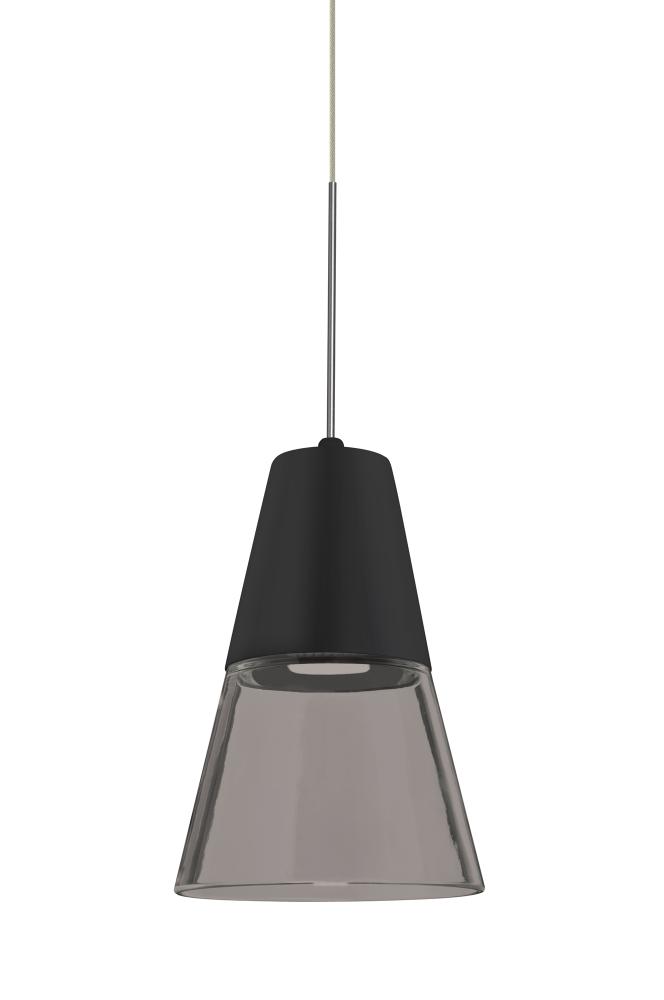 Besa, Timo 6 Cord Pendant For Multiport Canopies,Smoke/Black, Satin Nickel Finish, 1x