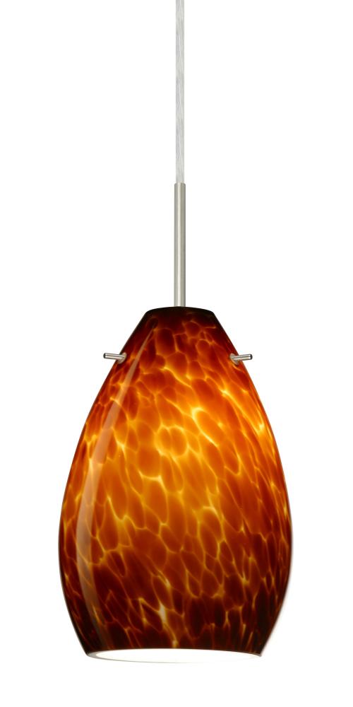 Besa Pera 6 Pendant Satin Nickel Amber Cloud 1x40W Halogen