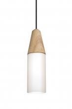 Besa Lighting 1JT-NININA-LED-BK - Besa, Nini Cord Pendant, Natural/Opal, Black Finish, 1x9W LED