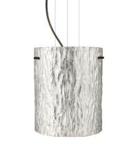 Besa Lighting 1KG-4006SS-BR - Besa Pendant Tamburo 8 Bronze Stone Silver Foil 1x100W Medium Base