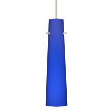 Besa Lighting X-5674CM-LED-SN - Besa Camino Pendant for Multiport Canopy Satin Nickel Cobalt Blue Matte 1x50W Halogen