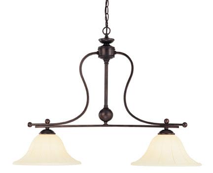 Two Light English Bronze Finish Island Light