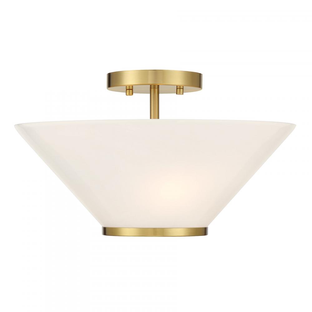 Blair 3-Light Convertible Semi-Flush or Pendant in Warm Brass