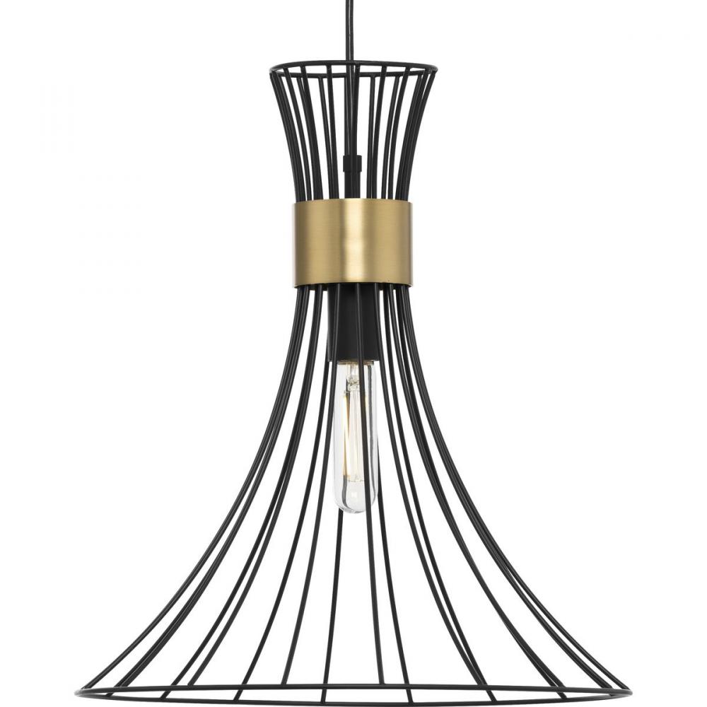 Lorin Collection One-Light Mid-Century Modern Matte Black Metal Pendant Light