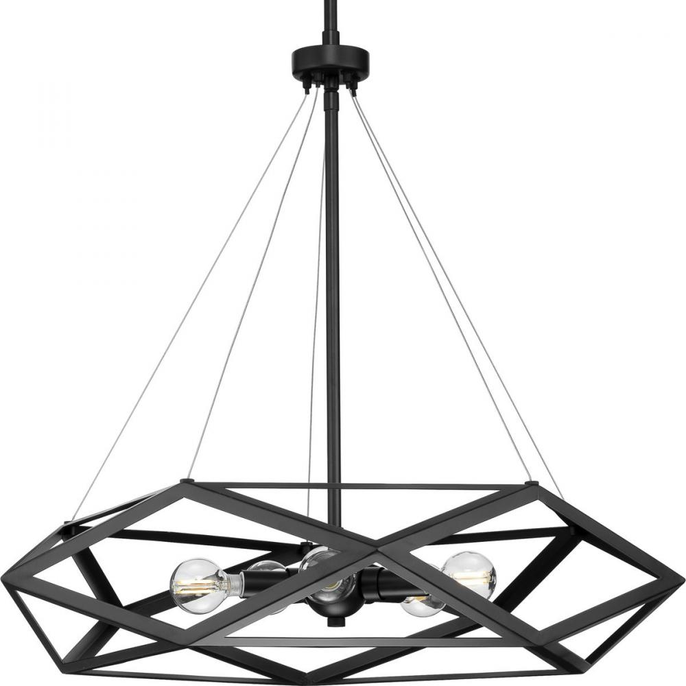 Saucedo Collection Five-Light Matte Black Modern Pendant