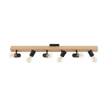 Eglo 204198A - 6 LT Open Bulb Track Light w/ a Natural Wood & Black Finish