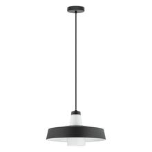 Eglo 96803A - 1x60W Pendant w/ a Black & white Finish & White Glass