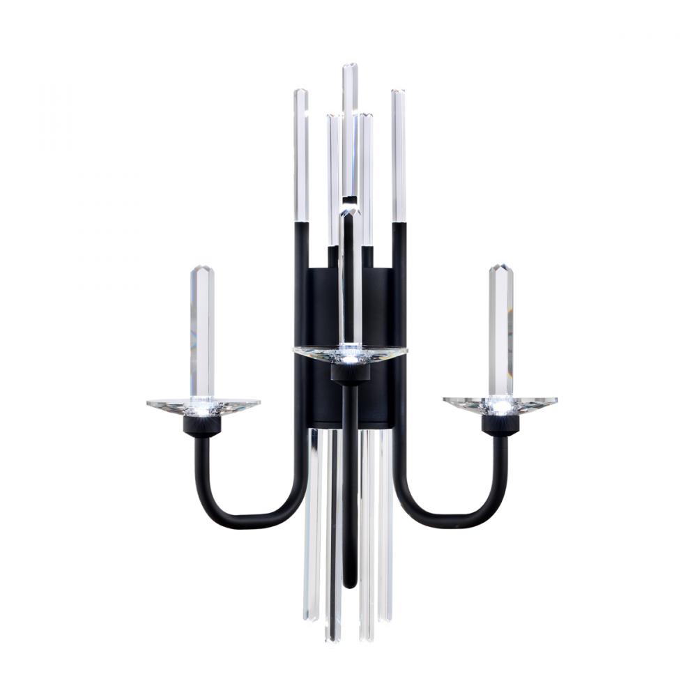 Calliope 3 Light 120/277V Wall Sconce in Black with Optic Crystal