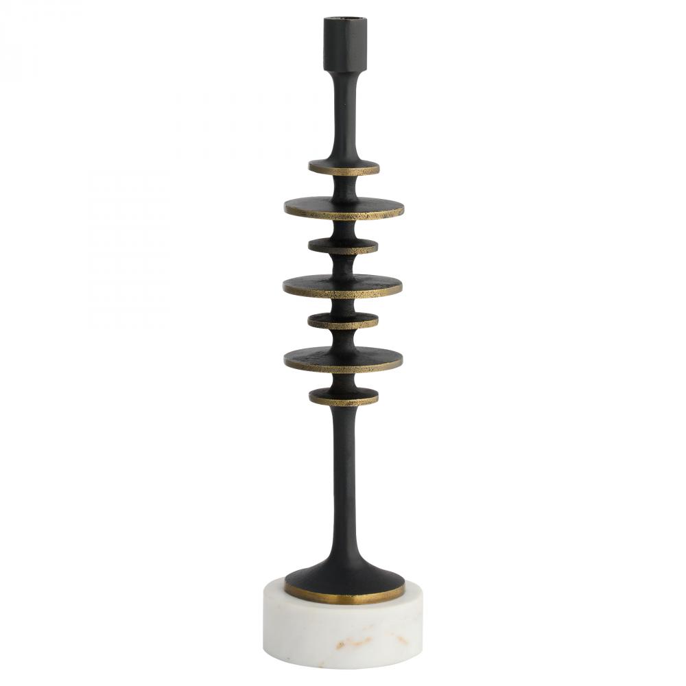 Barcelo Candleholder | Antique Bronze | White | Brass - Medium
