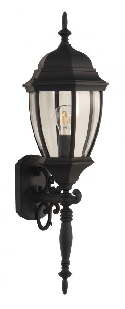 Bent Glass Cast 1 Light Medium Outdoor Wall Lantern in Textured Black