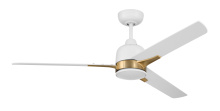 Craftmade FUL52WSB3 - Fuller 52" 3-Blade Ceiling Fan in White/Satin Brass w/ White Blades; Light Kit Included (optiona