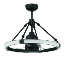 Craftmade LVY24FB4 - Levy 19" 4-Blade Ceiling Fan in Flat Black w/ Clear Acrylic Blades; Integrated Light Kit