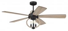 Craftmade RSE52FB5 - Reese 52" 5-Blade Ceiling Fan in Flat Black w/ Driftwood Blades; Integrated Light Kit