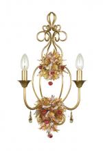 Crystorama 402-GA - Fiore 2 Light Murano Leaves Crystal Sconce