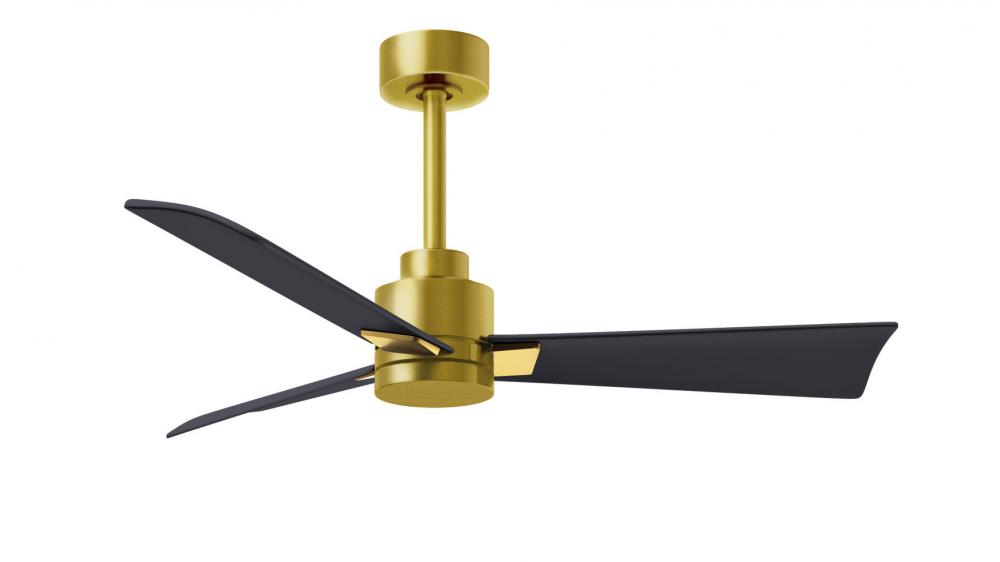 Alessandra 3-blade transitional ceiling fan in brushed brass finish with matte black blades. Optim