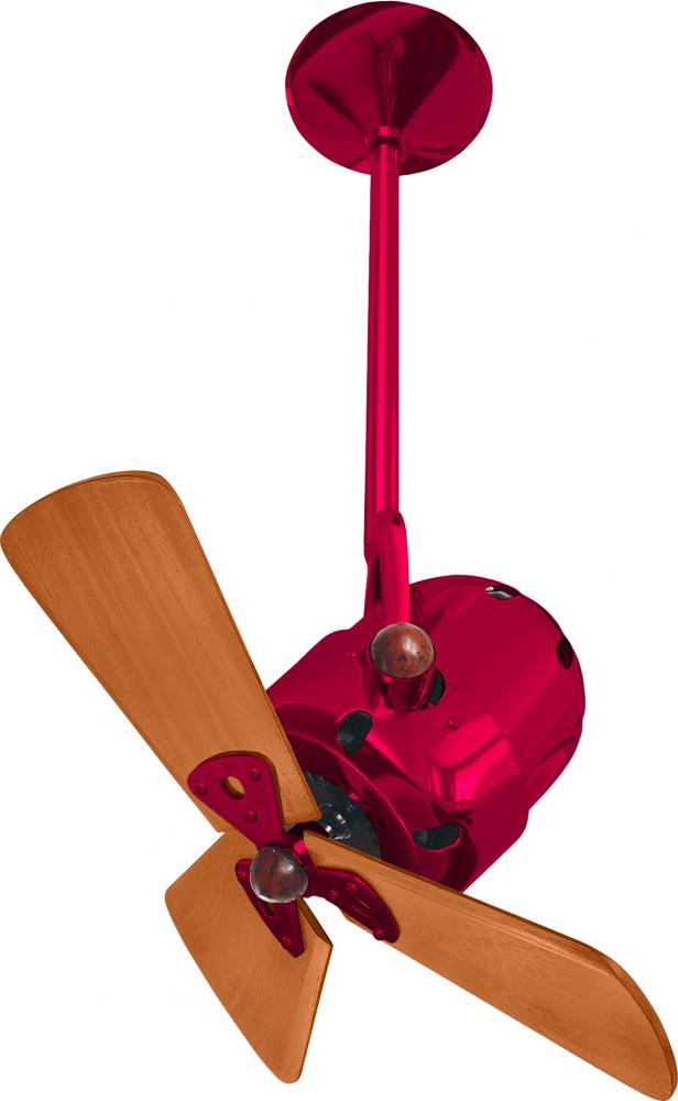 Bianca Direcional ceiling fan in Rubi (Red) finish with solid sustainable mahogany wood blades.