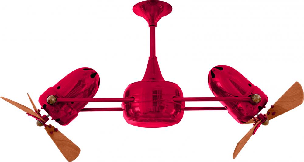 Duplo Dinamico 360” rotational dual head ceiling fan in Rubi (Red) finish with solid sustainable