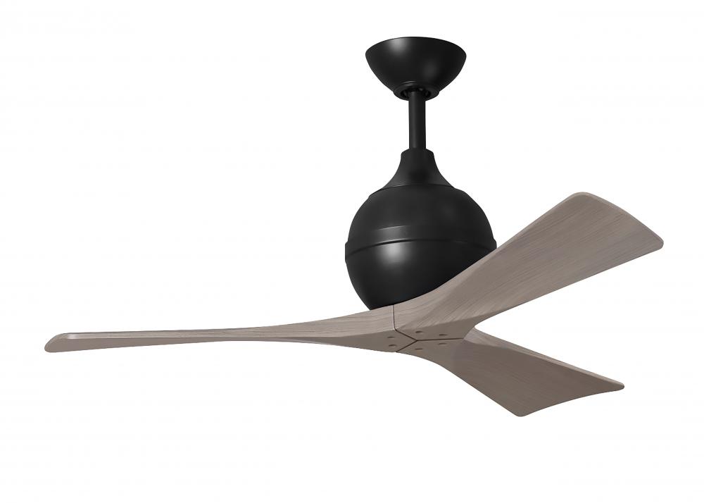 Irene-3 three-blade paddle fan in Matte Black finish with 42" gray ash tone blades.