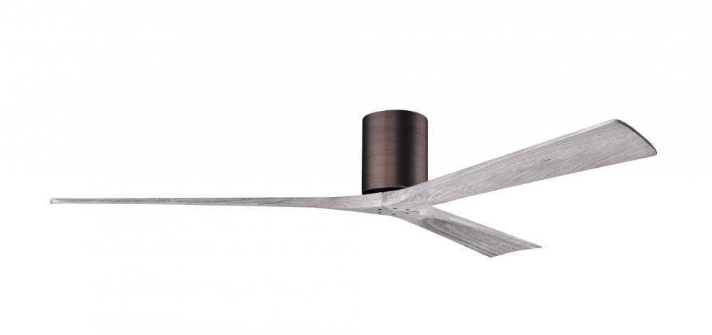 Irene-3H three-blade flush mount paddle fan in Brushed Bronze finish with 72” solid barn wood to