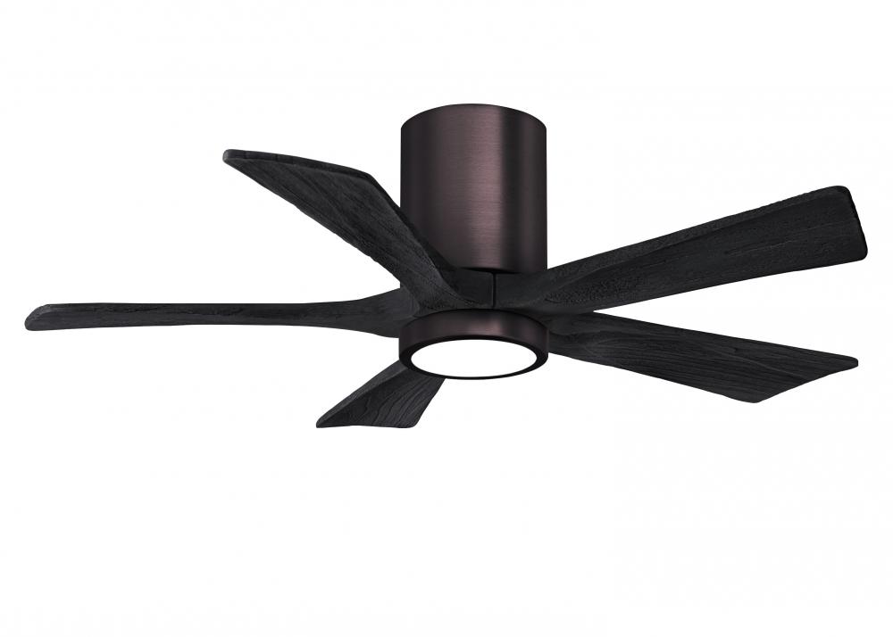 IR5HLK five-blade flush mount paddle fan in Brushed Bronze finish with 42” solid matte black woo