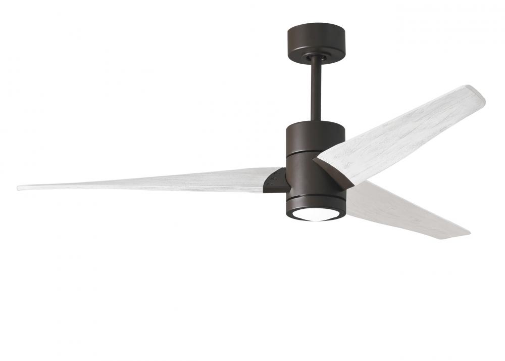 Super Janet three-blade ceiling fan in Textured Bronze finish with 60” solid matte white wood bl