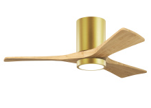 Matthews Fan Company IR3HLK-BRBR-LM-42 - Irene-3HLK - 42" Three Blade Flush Mount Paddle Fan - 5CCT Integrated LED - Brushed Brass Finish