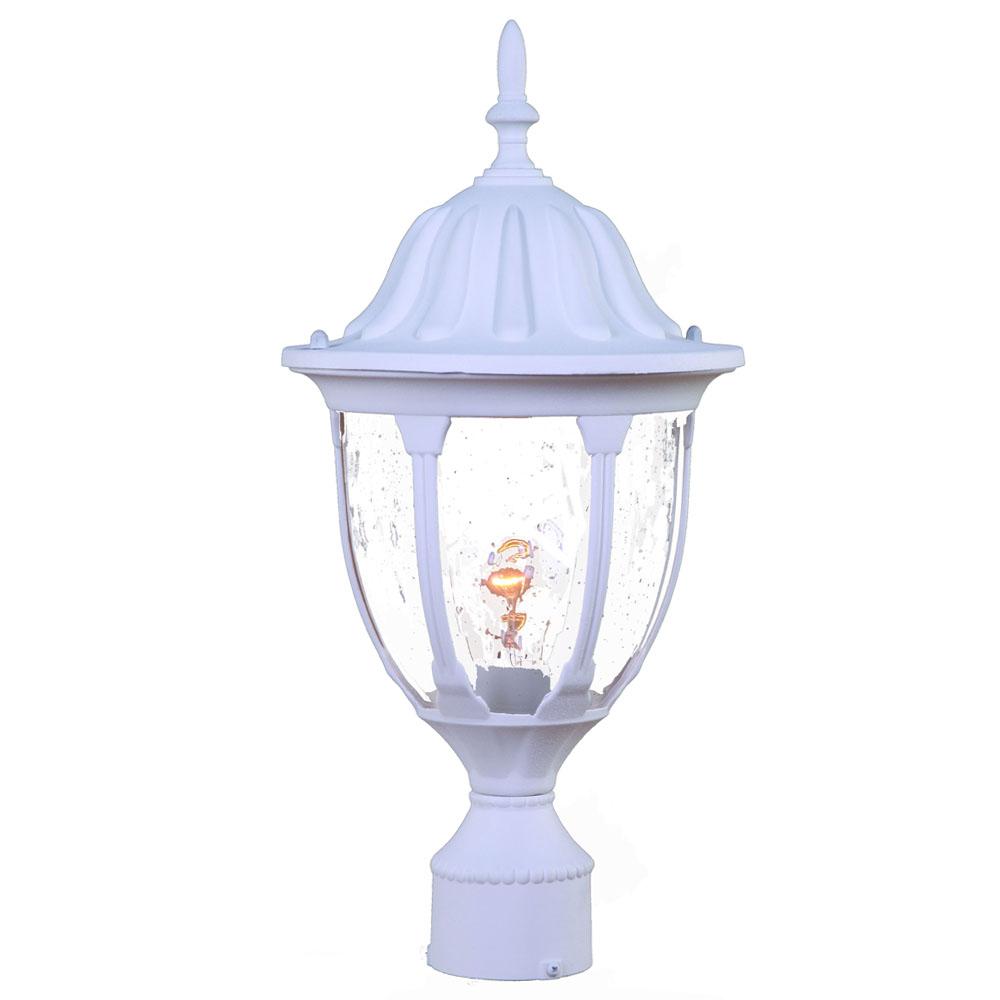 Suffolk Collection Post-Mount 1-Light Outdoor Textured White Light Fixture