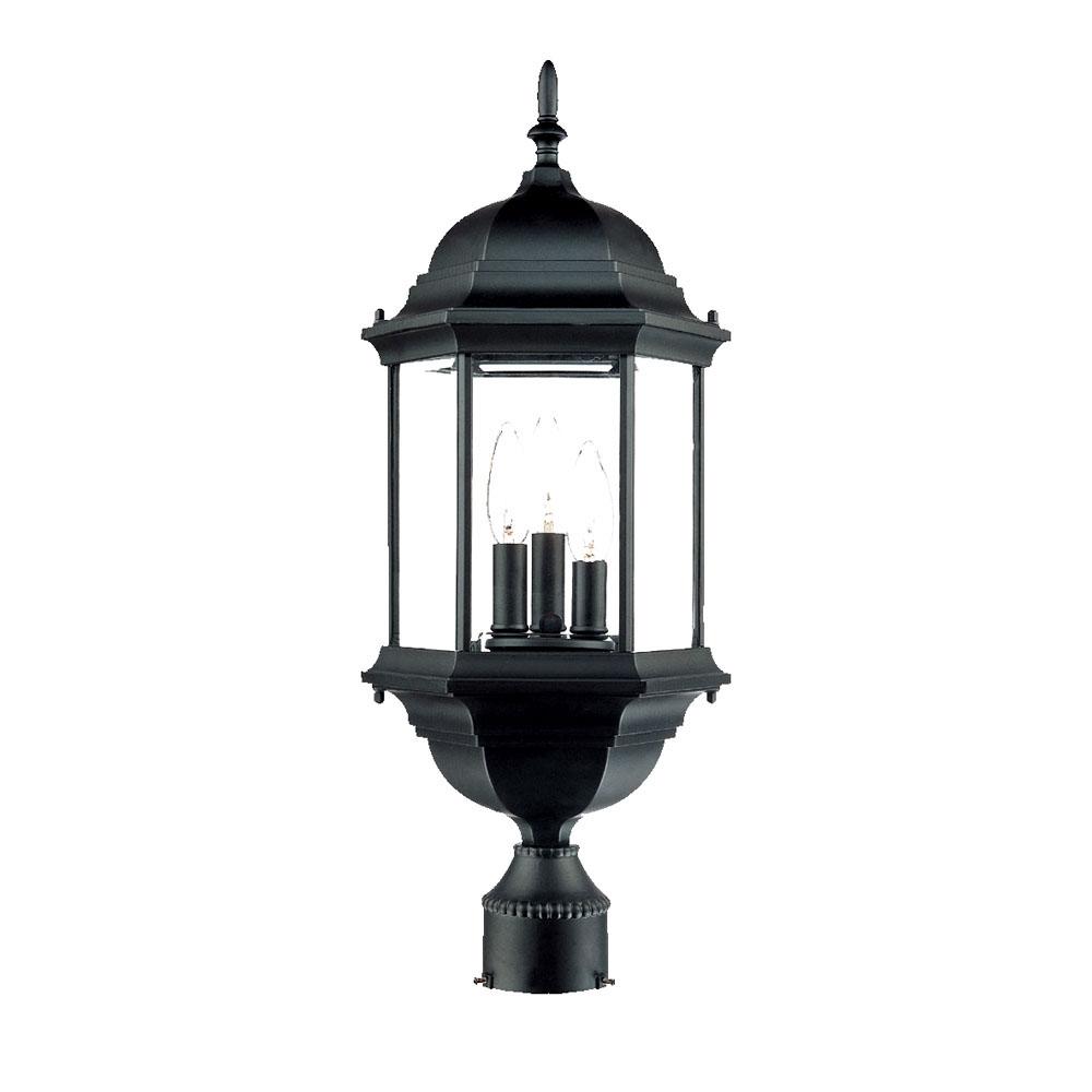 Madison Collection Post-Mount 3-Light Outdoor Matte Black Light Fixture