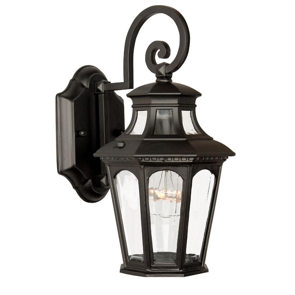 One Light Matte Black Wall Lantern