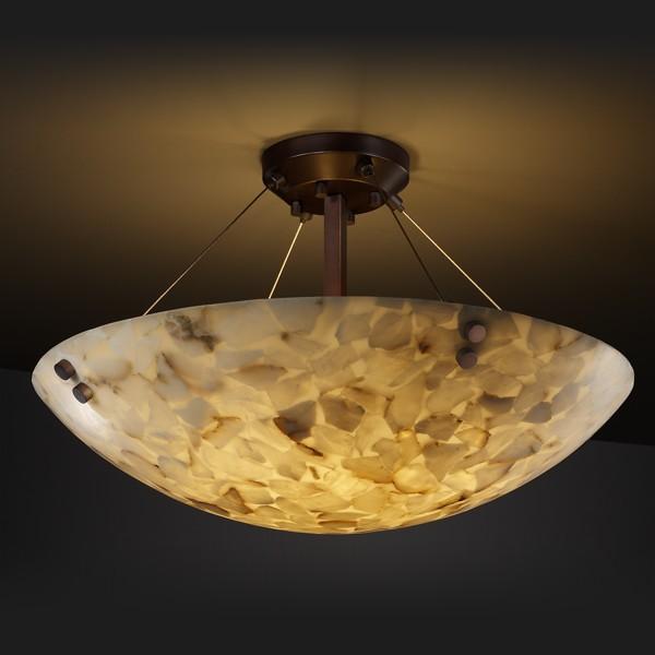 18" LED Semi-Flush Bowl w/ PAIR SQUARE W/ POINTS FINIALS