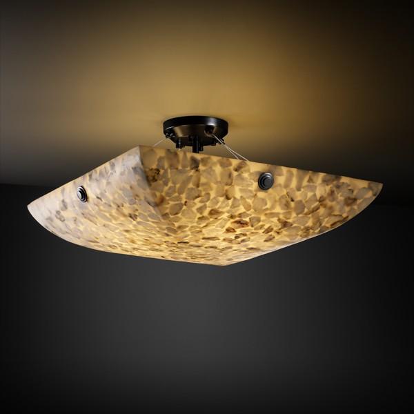 24" LED Semi-Flush Bowl w/ PAIR SQUARE W/ POINTS FINIALS