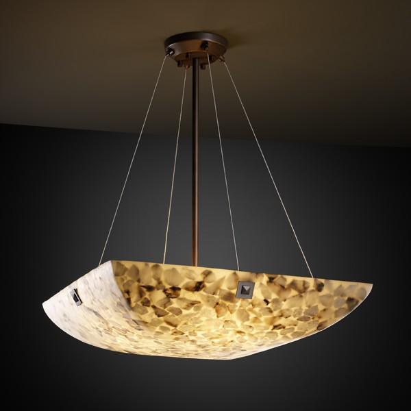 18" LED Pendant Bowl w/ PAIR SQUARE W/ POINTS FINIALS