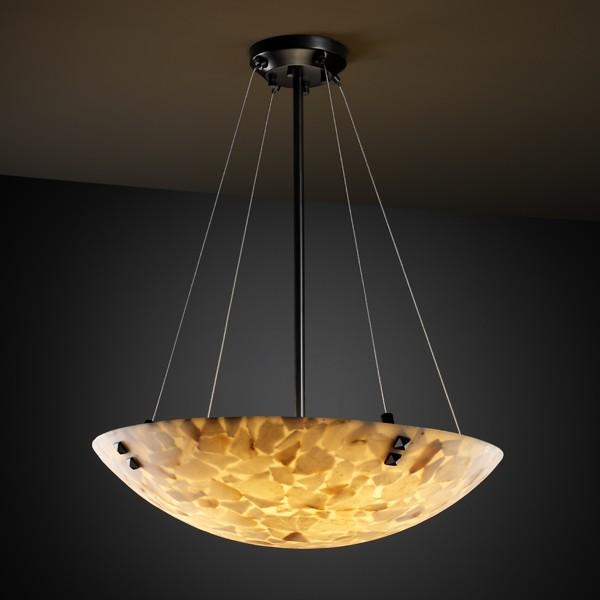 18" LED Pendant Bowl w/ CONCENTRIC SQUARES FINIALS