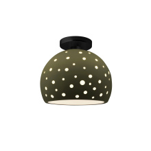 Justice Design Group CER-6359-MGRN-MBLK - Perforated Medium Globe Semi-Flush