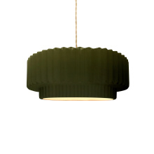 Justice Design Group CER-6550-MGRN-NCKL-BEIG-TWST - Small Tier Pleated 1-Light Pendant