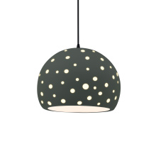Justice Design Group CER-6585-PWGN-MBLK-BKCD - Perforated Large Globe 1-Light Pendant