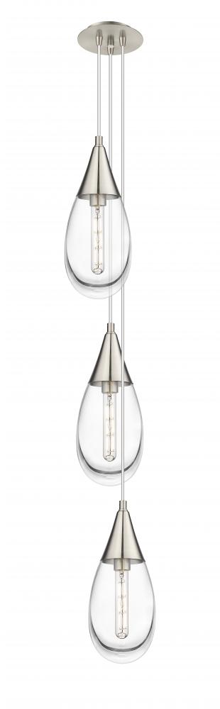 Malone - 3 Light - 8 inch - Brushed Satin Nickel - Multi Pendant