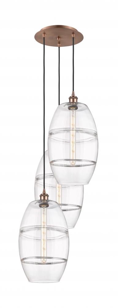 Vaz - 3 Light - 17 inch - Antique Copper - Cord hung - Multi Pendant