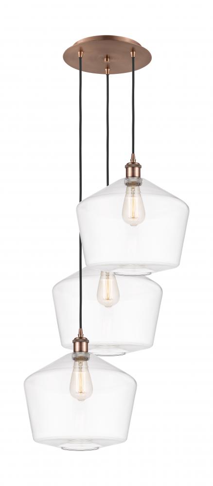 Cindyrella - 3 Light - 19 inch - Antique Copper - Cord Hung - Multi Pendant