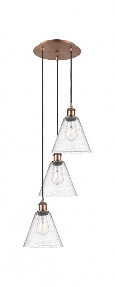 Berkshire - 3 Light - 15 inch - Antique Copper - Cord Hung - Multi Pendant