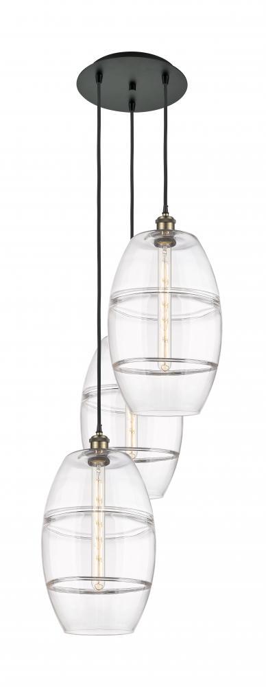 Vaz - 3 Light - 17 inch - Black Antique Brass - Cord hung - Multi Pendant