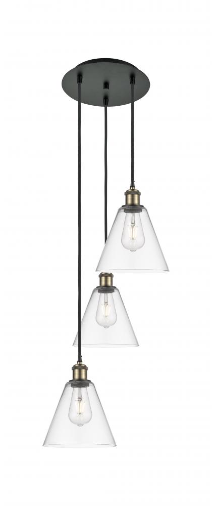 Berkshire - 3 Light - 15 inch - Black Antique Brass - Cord Hung - Multi Pendant