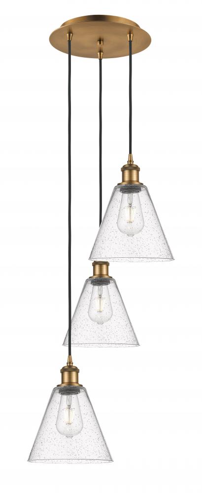 Berkshire - 3 Light - 15 inch - Brushed Brass - Cord Hung - Multi Pendant