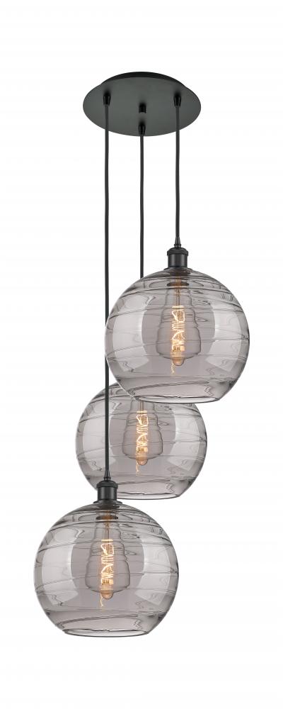 Athens Deco Swirl - 3 Light - 19 inch - Matte Black - Cord hung - Multi Pendant