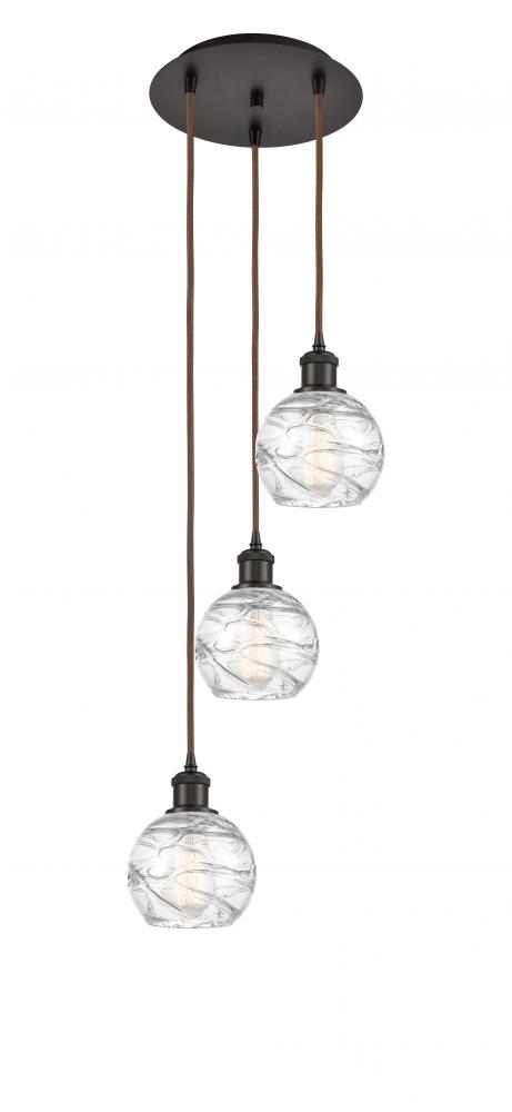 Athens Deco Swirl - 3 Light - 12 inch - Oil Rubbed Bronze - Cord hung - Multi Pendant