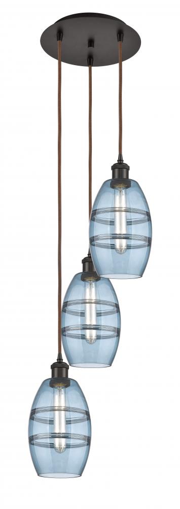 Vaz - 3 Light - 12 inch - Oil Rubbed Bronze - Cord hung - Multi Pendant